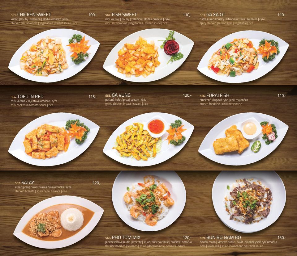 GA XA OT 110,- ostré kuřecí kousky citrónová tráva zelenina rýže spicy chicken lemon gras vegetable rice 564.