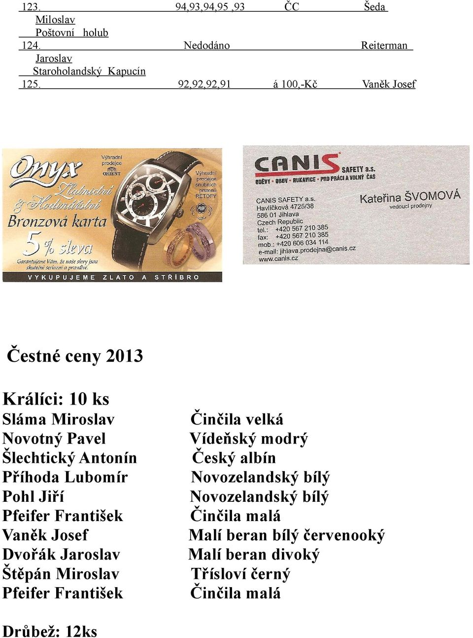 Lubomír Pohl Jiří Pfeifer František Vaněk Josef Dvořák Jaroslav Štěpán Miroslav Pfeifer František Činčila velká Vídeňský modrý