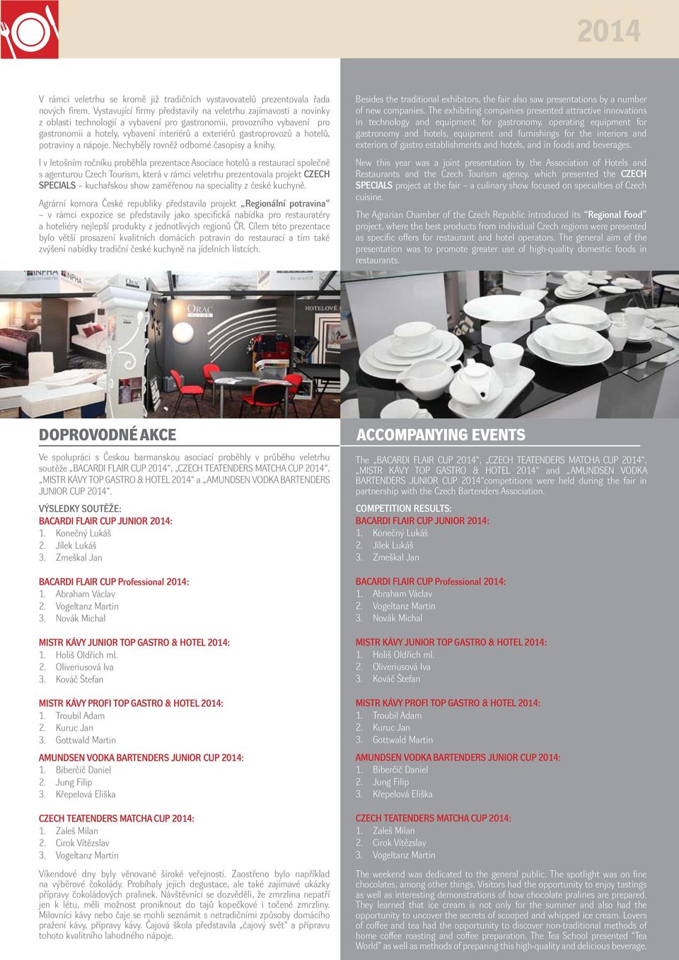 gastroprovozů a hotelů, potraviny a nápoje. Nechyběly rovněž odborné časopisy a knihy.