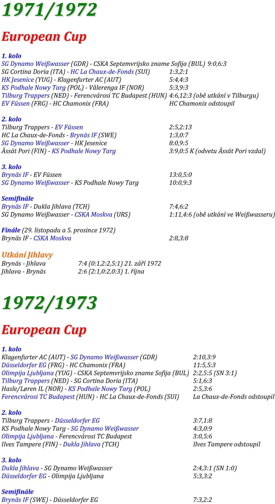 Nowy Targ (POL)- Vålerenga IF (NOR) 5:3,9:3 Tilburg Trappers (NED)- Ferencvárosi TC Budapest (HUN) 4:6,12:3 (obě utkání v Tilburgu) EV Füssen (FRG)- HC Chamonix (FRA) HC Chamonix odstoupil 2.