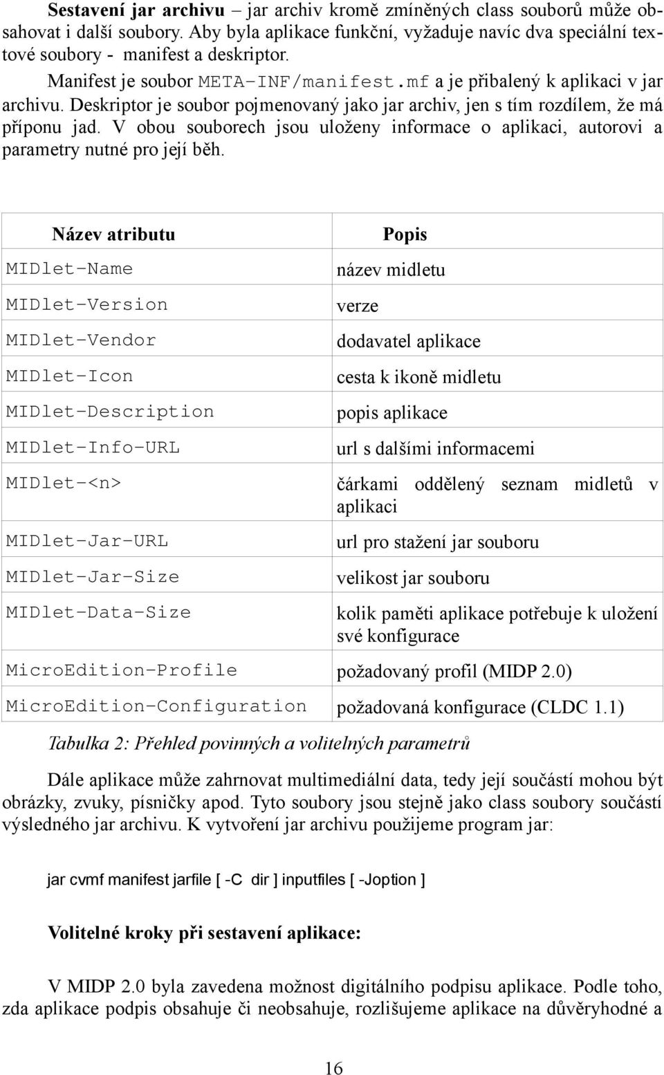 V obou souborech jsou uloženy informace o aplikaci, autorovi a parametry nutné pro její běh.