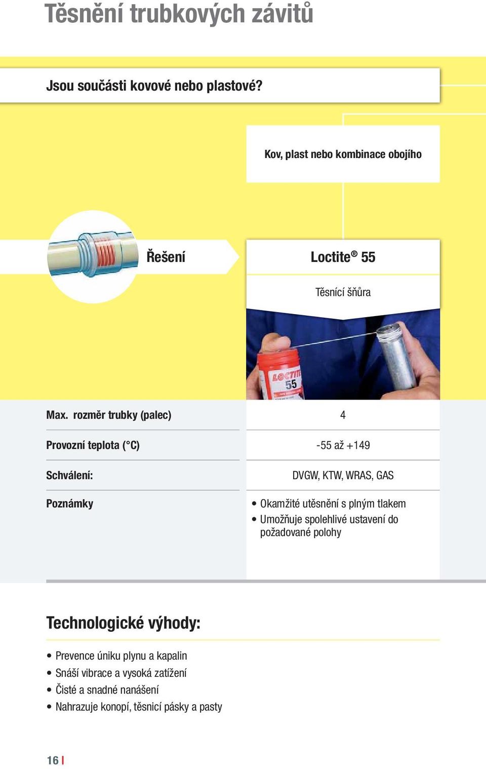 rozměr trubky (palec) 4 Provozní teplota ( C) -55 až +149 Schválení: Poznámky DVGW, KTW, WRAS, GAS Okamžité utěsnění