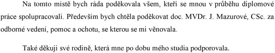 MVDr. J. Mazurové, CSc.