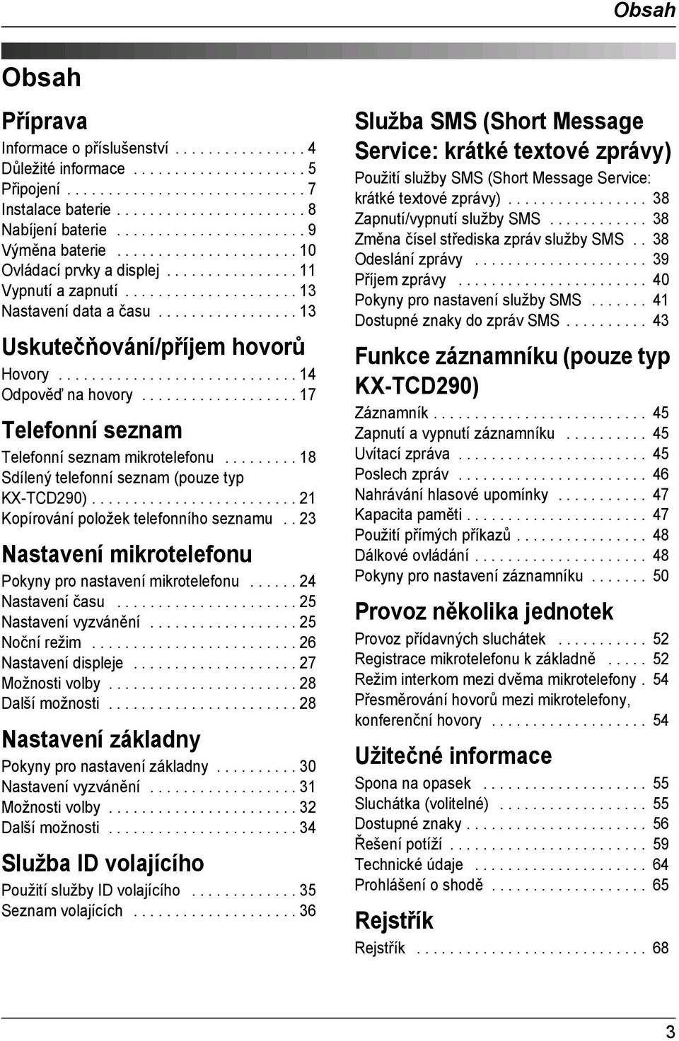 ................ 13 Uskutečňování/příjem hovorů Hovory............................. 14 Odpověď na hovory................... 17 Telefonní seznam Telefonní seznam mikrotelefonu.