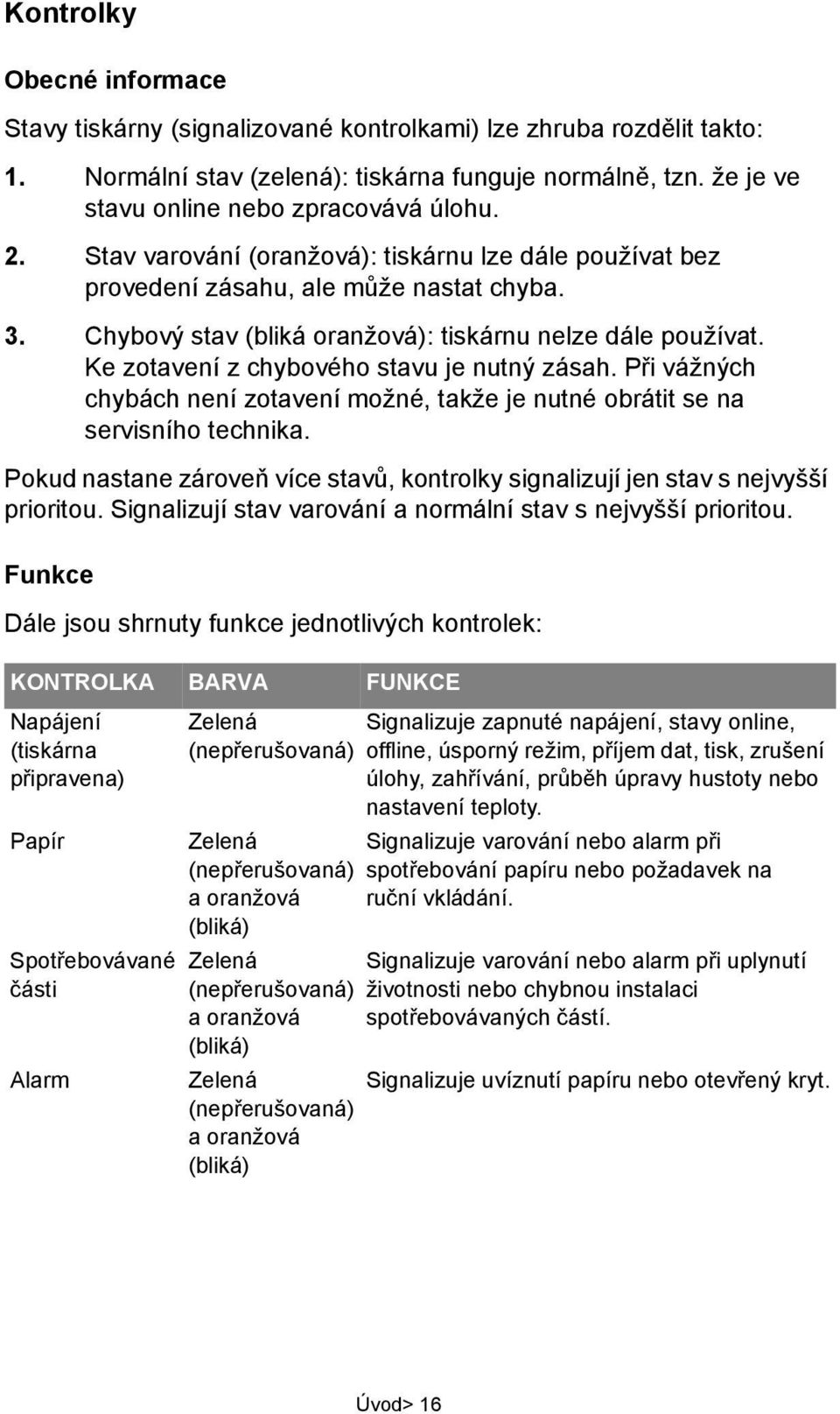 Ke zotavení z chybového stavu je nutný zásah. Při vážných chybách není zotavení možné, takže je nutné obrátit se na servisního technika.