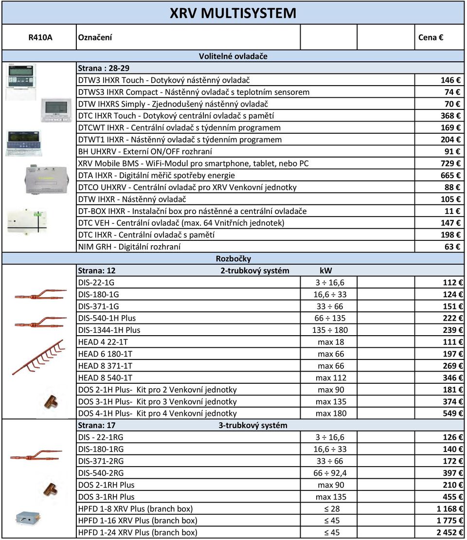 169 204 BH UHXRV - Externí ON/OFF rozhraní 91 XRV Mobile BMS - WiFi- Modul pro smartphone, tablet, nebo PC DTA IHXR - Digitální měřič spotřeby energie DTCO UHXRV - Centrální ovladač pro XRV Venkovní