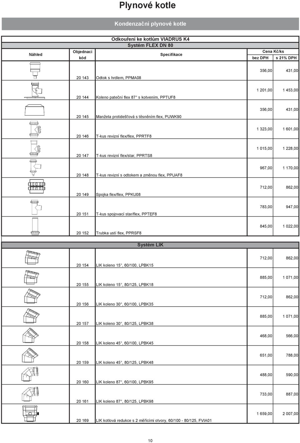 228,00 20 148 T-kus revizní s odtokem a změnou flex, PPUAF8 967,00 1 170,00 20 149 Spojka flex/flex, PPKU08 712,00 862,00 20 151 T-kus spojovací star/flex, PPTEF8 783,00 947,00 20 152 Trubka ustí