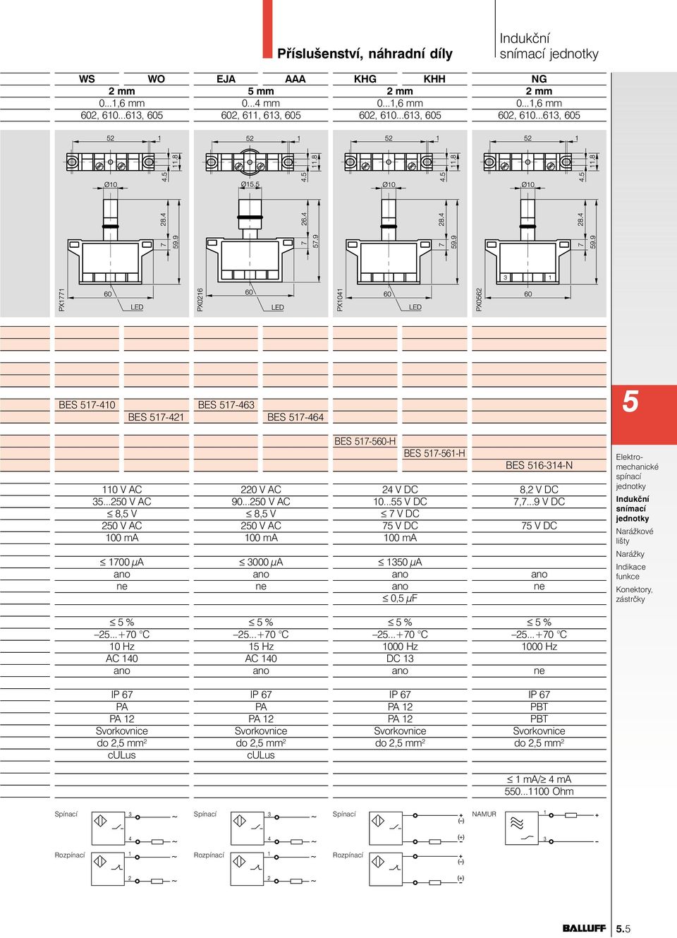 ..55 V DC 7 V DC 75 V DC 100 ma 1350 µa 0,5 µf BES 517-561-H BES 516-314-N 8,2 V DC 7,7...9 V DC 75 V DC ne spínací snímací Narážkové Narážky Indikace funkce Konektory, 5 % 25.