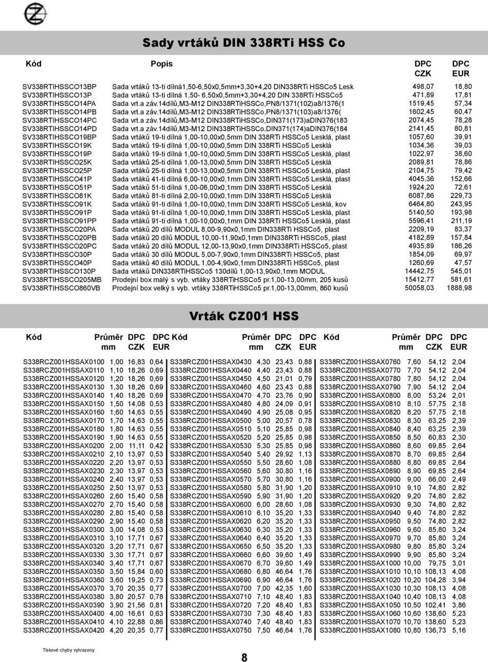 SV338RTIHSSCO30P SV338RTIHSSCO40P SV338RTIHSSCO130P SV338RTIHSSCO205MB SV338RTIHSSCO860VB Sada vrtáků 13-ti dílná1,50-6,50x0,5+3,30+4,20 DIN338RTi HSSCo5 Lesk Sada vrtáků 13-ti dílná