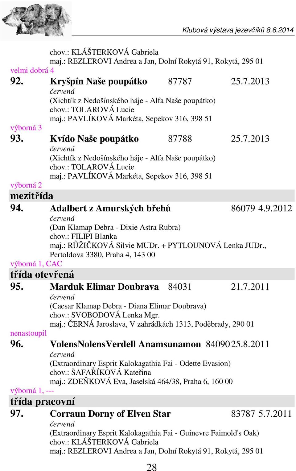 Adalbert z Amurských břehů 86079 4.9.2012 (Dan Klamap Debra - Dixie Astra Rubra) chov.: FILIPI Blanka maj.: RŮŽIČKOVÁ Silvie MUDr. + PYTLOUNOVÁ Lenka JUDr.