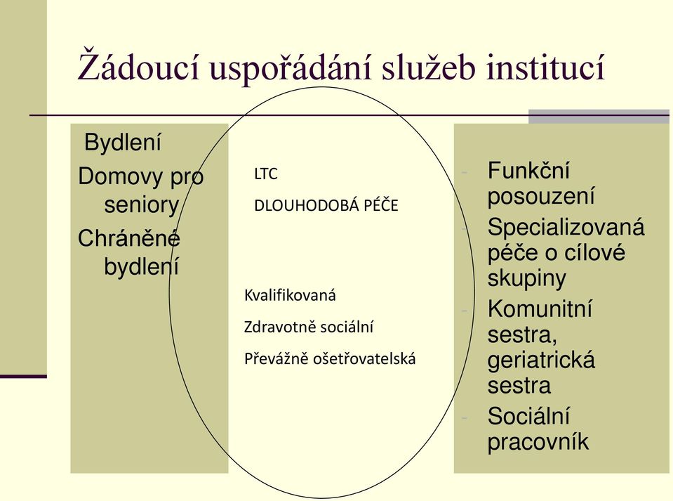 sociální Převážně ošetřovatelská - Funkční posouzení -