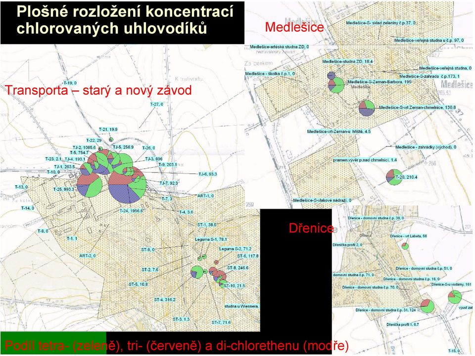 nový závod Dřenice Podíl tetra- (zeleně),