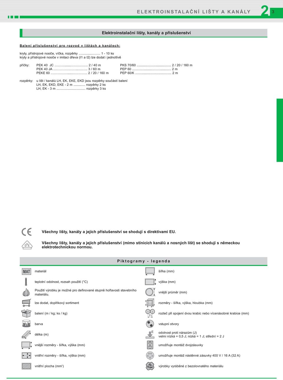 ... /0/160 m PEP 60/K... m rozpěrky: u lišt / kanálů LH, EK, EKE, EKD jsou rozpěrky součástí balení LH, EK, EKD, EKE - m... rozpěrky ks LH, EK - 3 m.