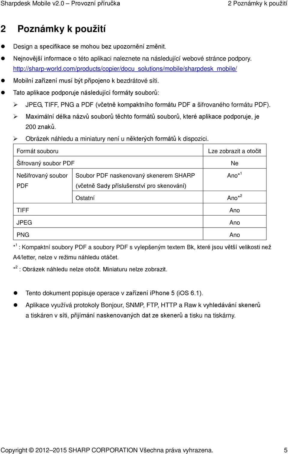 Tato aplikace podporuje následující formáty souborů: JPEG, TIFF, PNG a PDF (včetně kompaktního formátu PDF a šifrovaného formátu PDF).