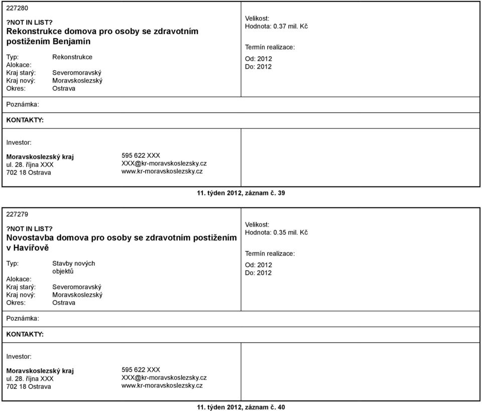 39 227279 Novostavba domova pro osoby se zdravotním postižením v