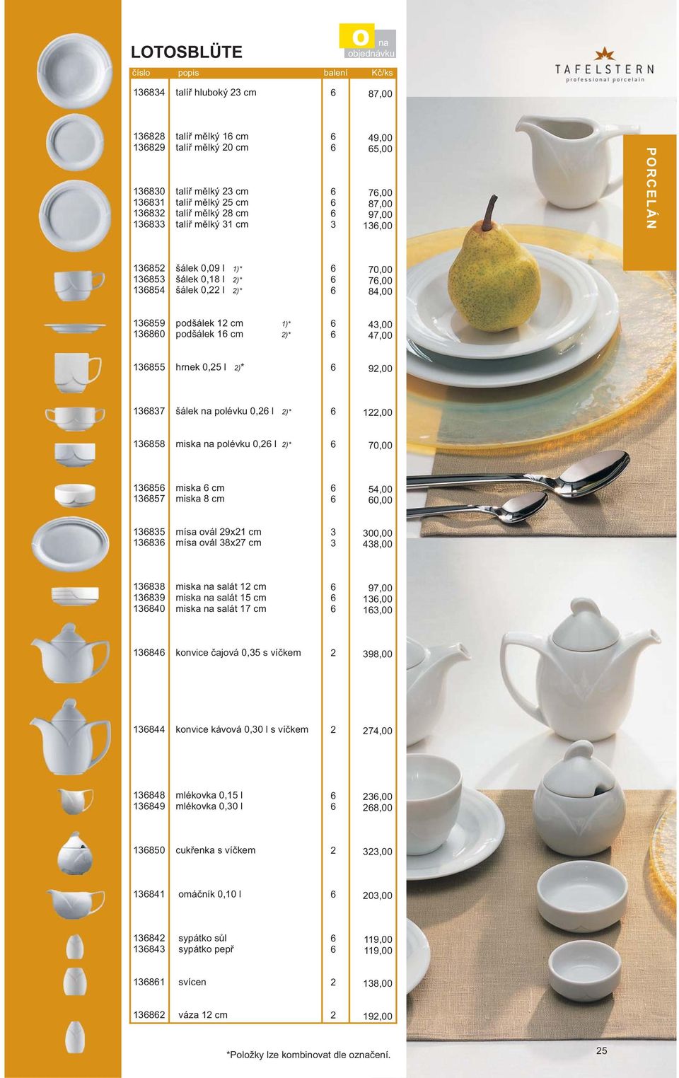 PORCELÁN GASTRO/EURO, BISTRO/BANKET, BASIC HOTEL A DOPLŇKY PRAHA/PRINCIP,  DIANA, EXCELLENCY, ISABELL ACTUAL MELODIE BENEDIKT, DIXY COUNTRY RANGE -  PDF Stažení zdarma