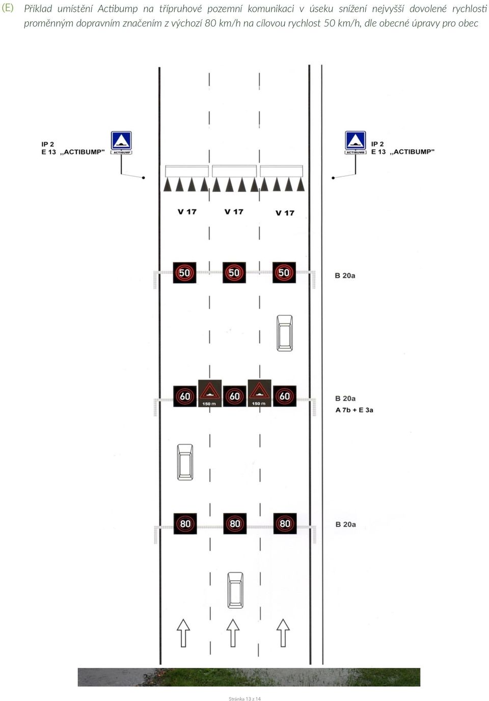 proměnným dopravním značením z výchozí 80 km/h na