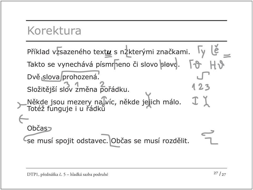 Složitější slov změna pořádku. Někde jsou mezery na víc, někde jejich málo.