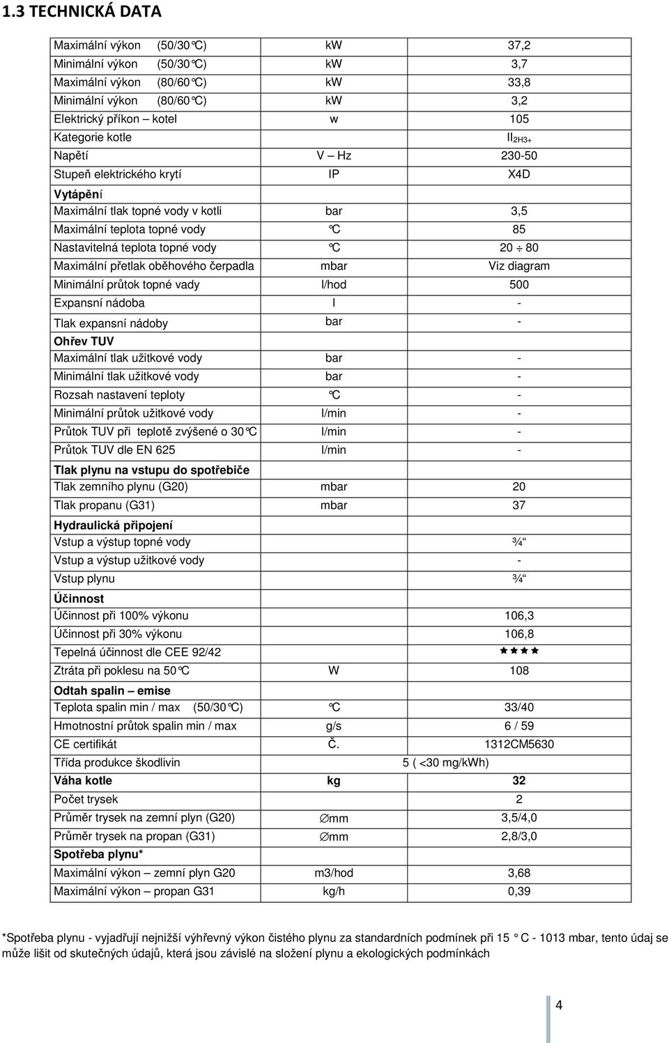 přetlak oběhového čerpadla mbar Viz diagram Minimální průtok topné vady l/hod 500 Expansní nádoba l - Tlak expansní nádoby bar - Ohřev TUV Maximální tlak užitkové vody bar - Minimální tlak užitkové