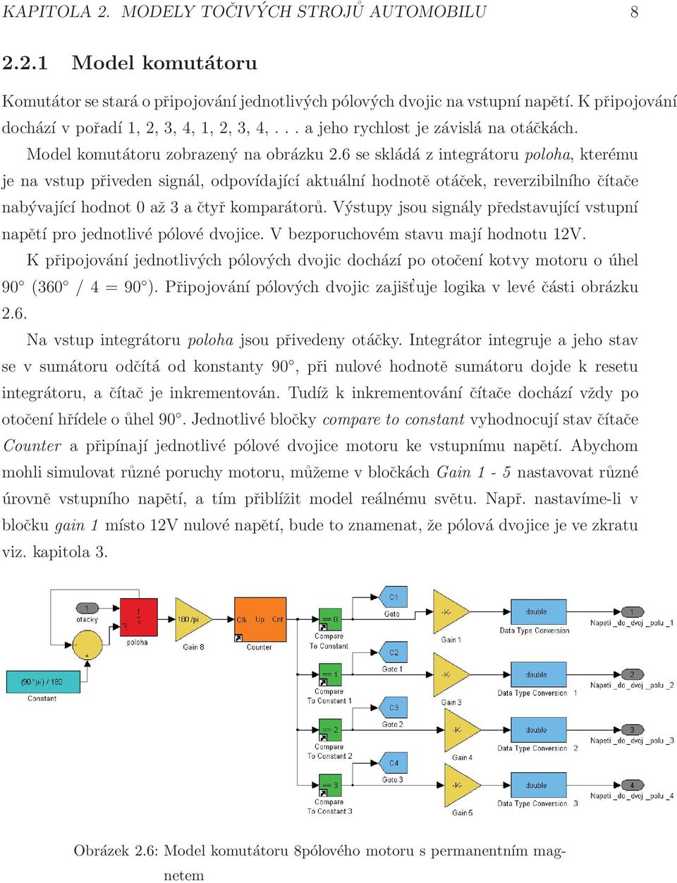 6 se skládá zintegrátoru poloha, kterému je na vstup přiveden signál, odpovídající aktuální hodnotěotáček, reverzibilního čítače nabývající hodnot 0 až3ačtyř komparátorů.