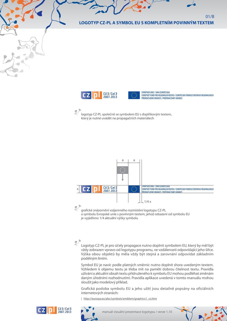 nutno doplnit symbolem EU, který by měl být vždy zobrazen vpravo od logotypu programu, ve vzdálenosti odpovídající jeho šířce.