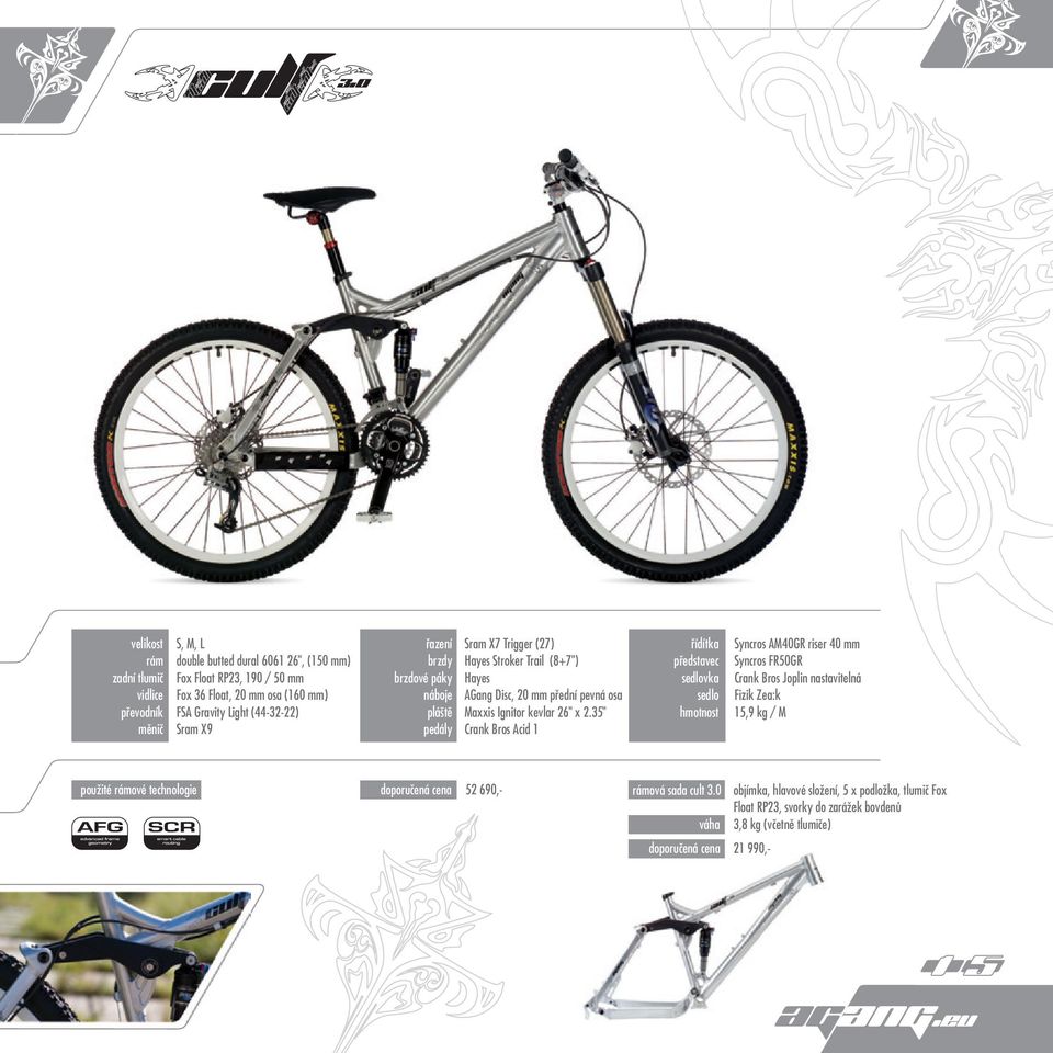 35" Crank Bros Acid 1 řídítka představec sedlovka sedlo hmotnost Syncros AM40GR riser 40 mm Syncros FR50GR Crank Bros Joplin nastavitelná Fizik Zea:k 15,9 kg / M použité rámové