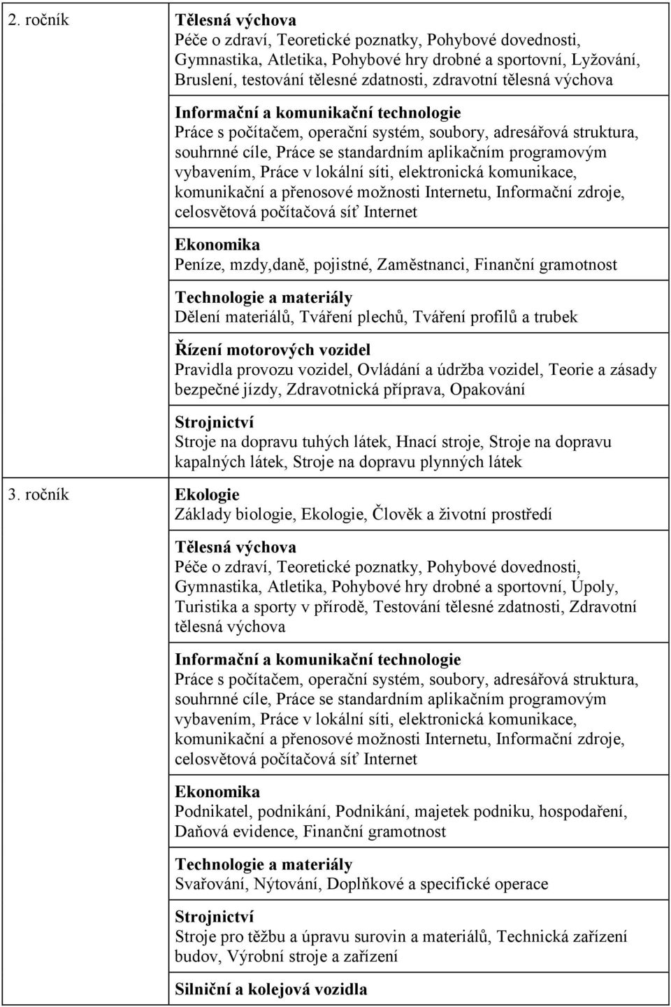 jízdy, Zdravotnická příprava, Opakování Strojnictví Stroje na dopravu tuhých látek, Hnací stroje, Stroje na dopravu kapalných látek, Stroje na dopravu plynných látek 3.