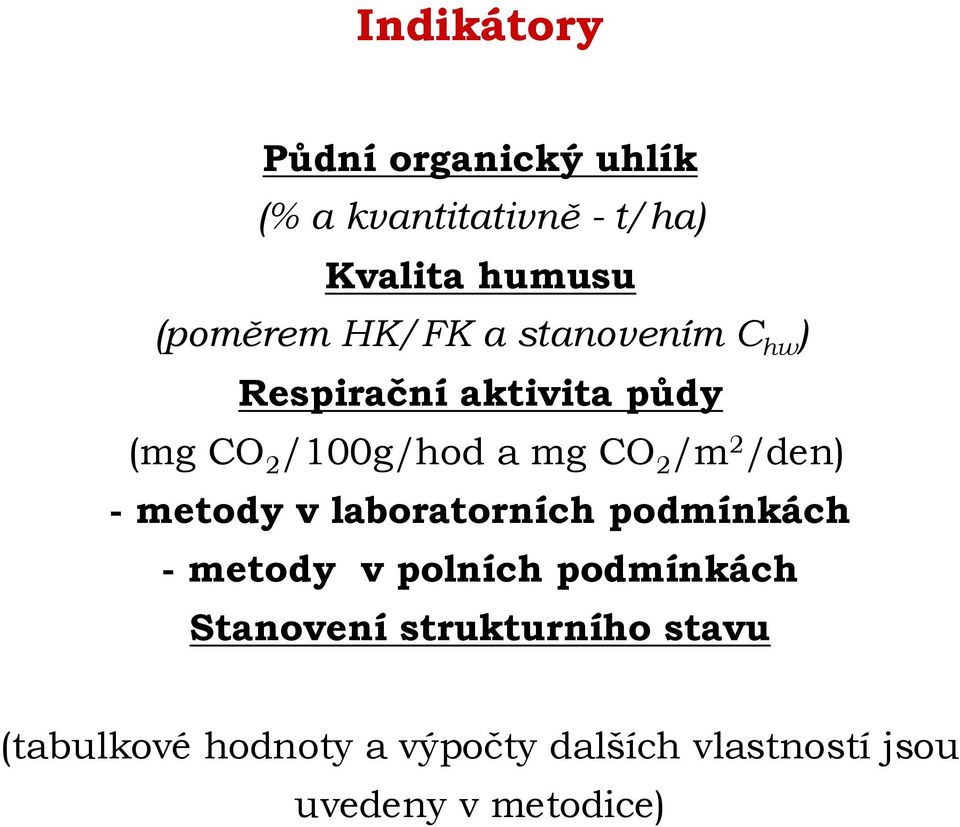 /den) - metody v laboratorních podmínkách - metody v polních podmínkách Stanovení