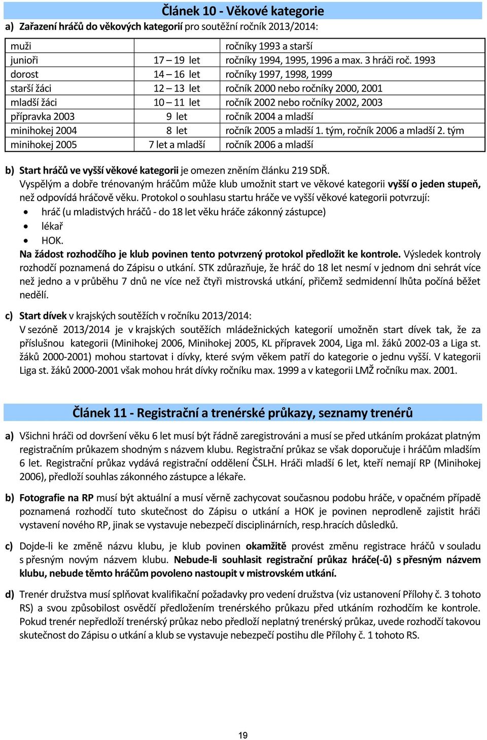 mladší minihokej 2004 8 let ročník 2005 a mladší 1. tým, ročník 2006 a mladší 2.