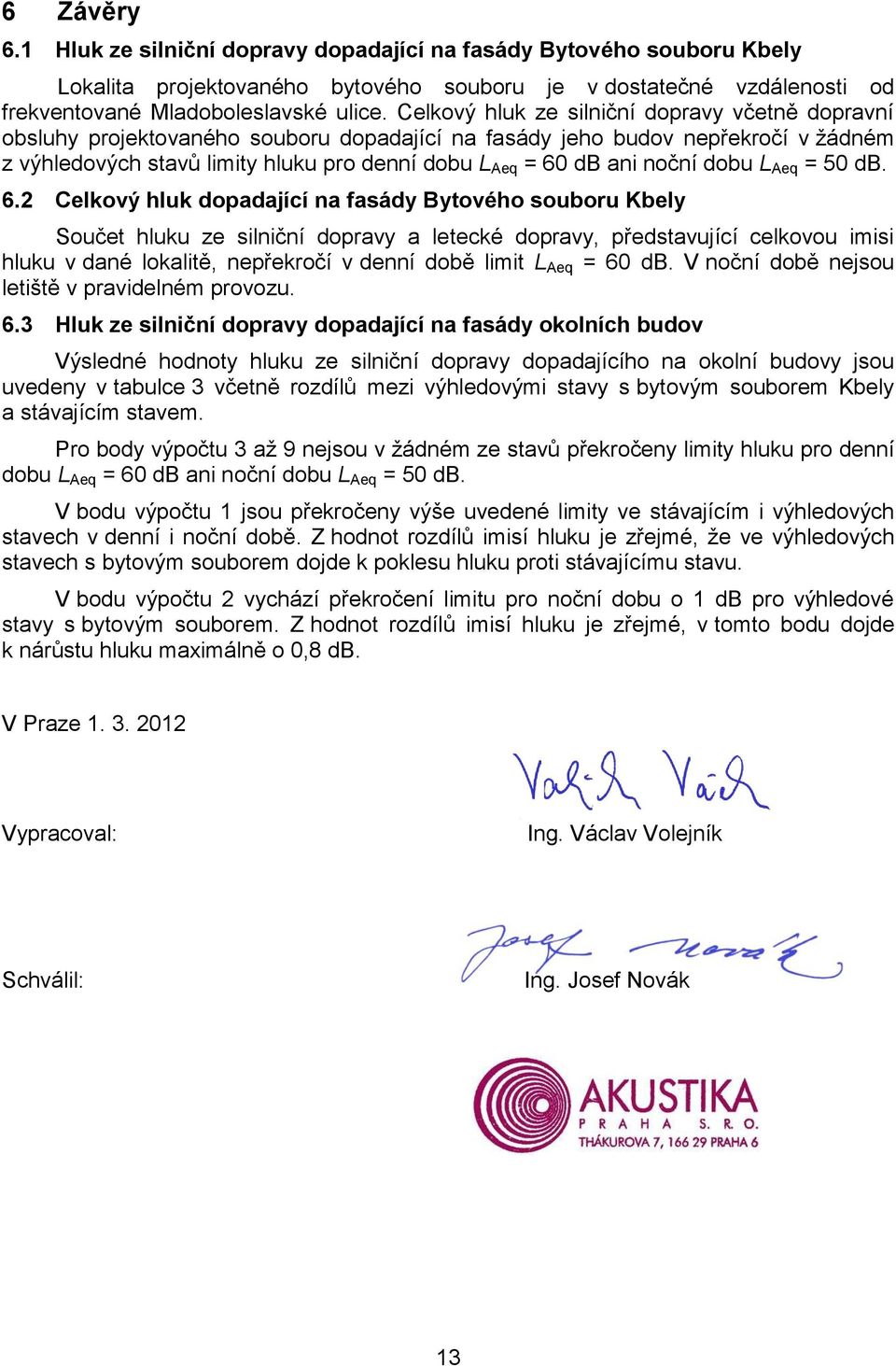 noční dobu L Aeq = 50 db. 6.