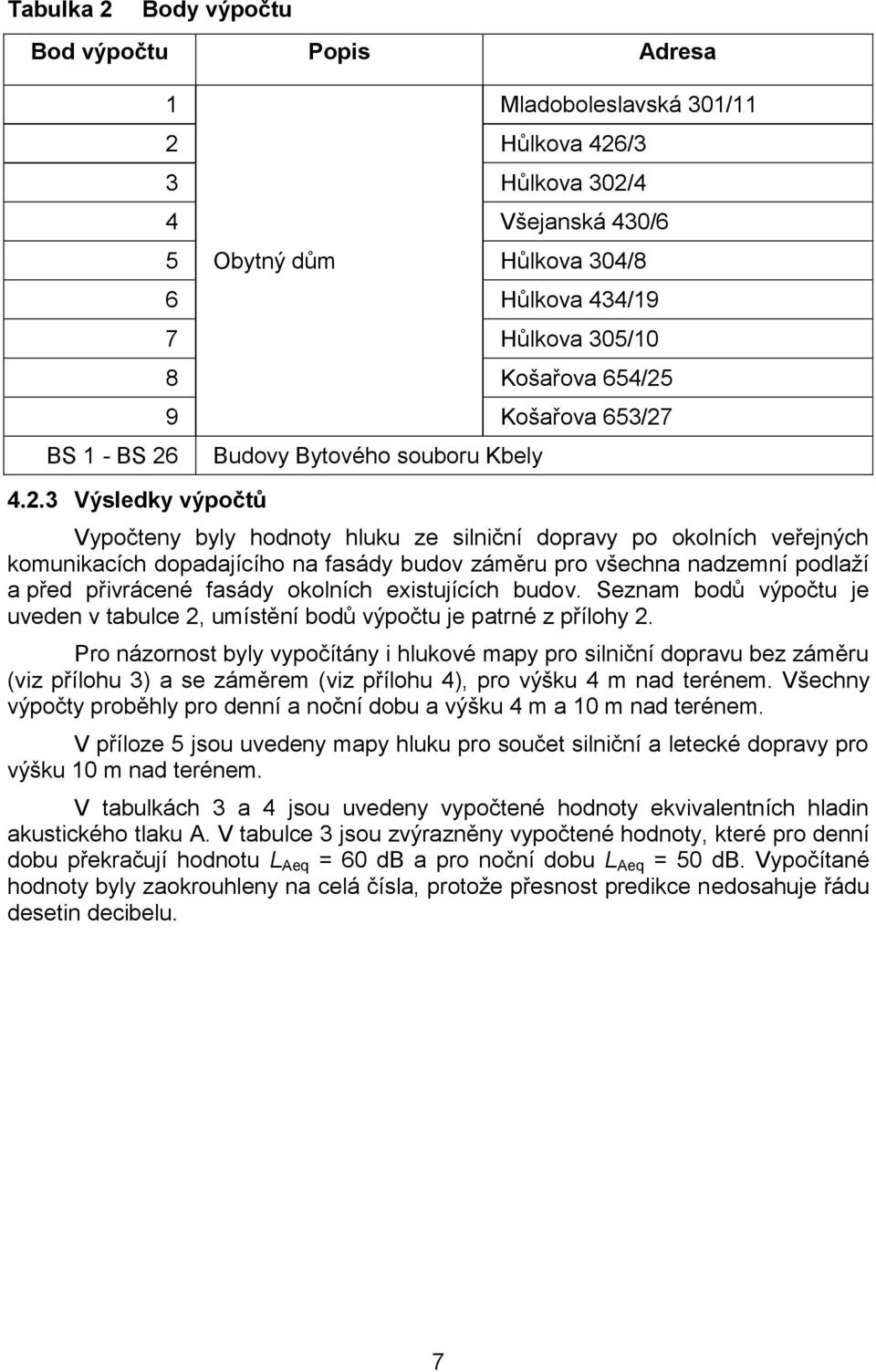 4.2.3 Výsledky výpočtů Mladoboleslavská 301/11 2 Hůlkova 426/3 3 Hůlkova 302/4 4 Všejanská 430/6 5 Obytný dům Hůlkova 304/8 6 Hůlkova 434/19 7 Hůlkova 305/10 8 Košařova 654/25 9 Košařova 653/27