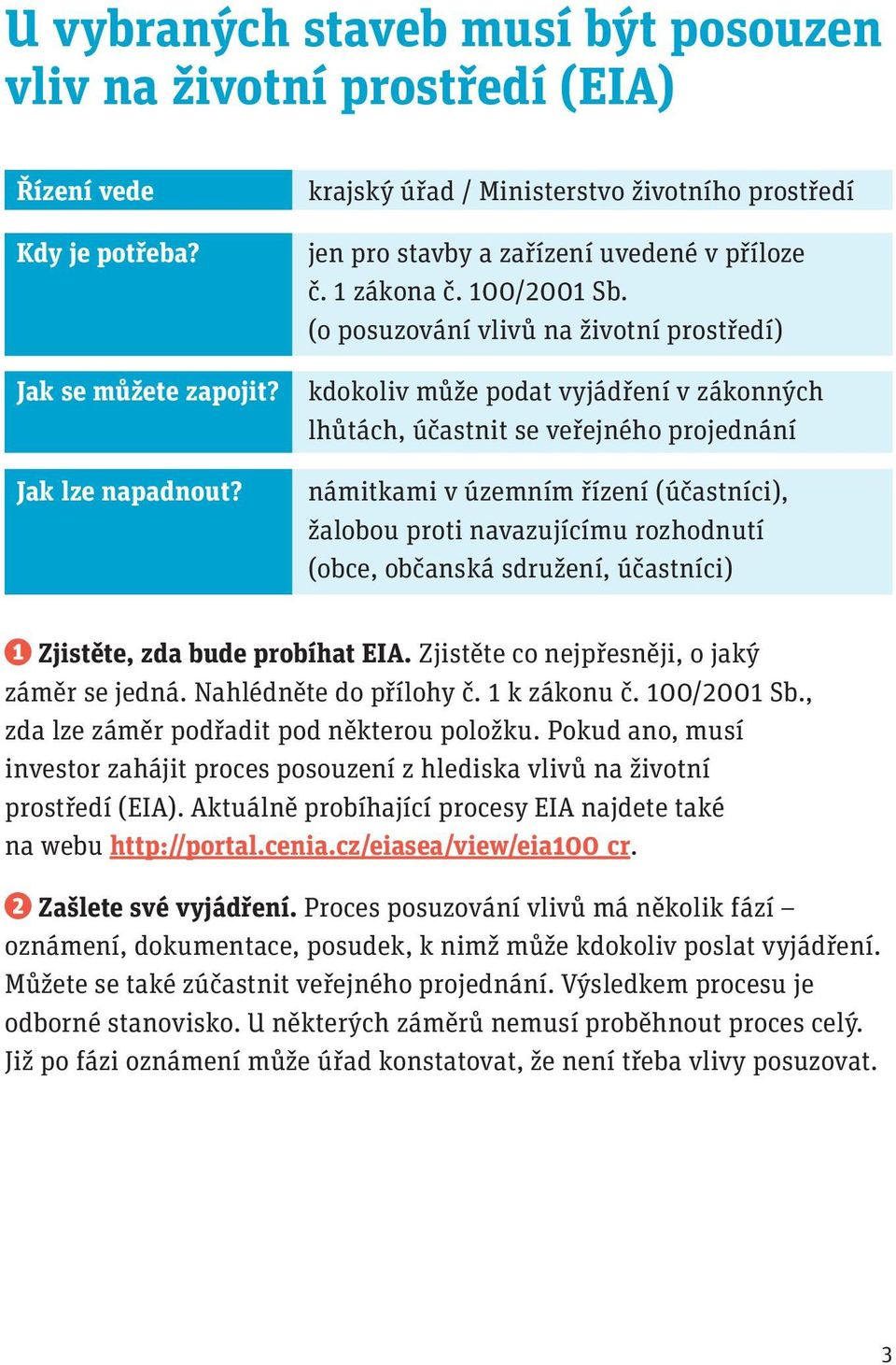 (o posuzování vlivů na životní prostředí) kdokoliv může podat vyjádření v zákonných lhůtách, účastnit se veřejného projednání námitkami v územním řízení (účastníci), žalobou proti navazujícímu