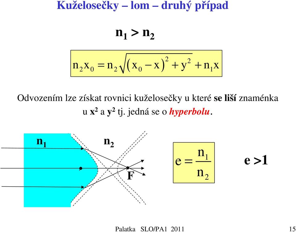 kuželosečky u které se liší znaménka u x 2 a y 2 tj.