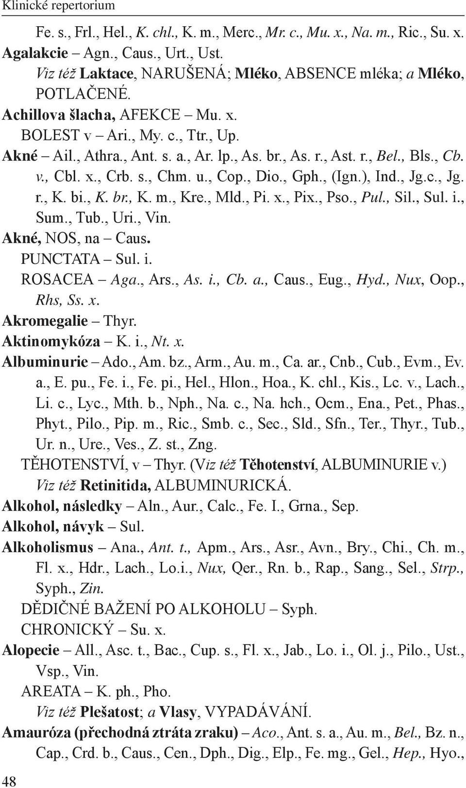 , Bls., Cb. v., Cbl. x., Crb. s., Chm. u., Cop., Dio., Gph., (Ign.), Ind., Jg.c., Jg. r., K. bi., K. br., K. m., Kre., Mld., Pi. x., Pix., Pso., Pul., Sil., Sul. i., Sum., Tub., Uri., Vin.