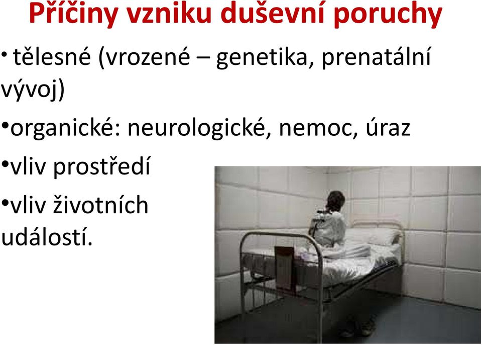 vývoj) organické: neurologické,