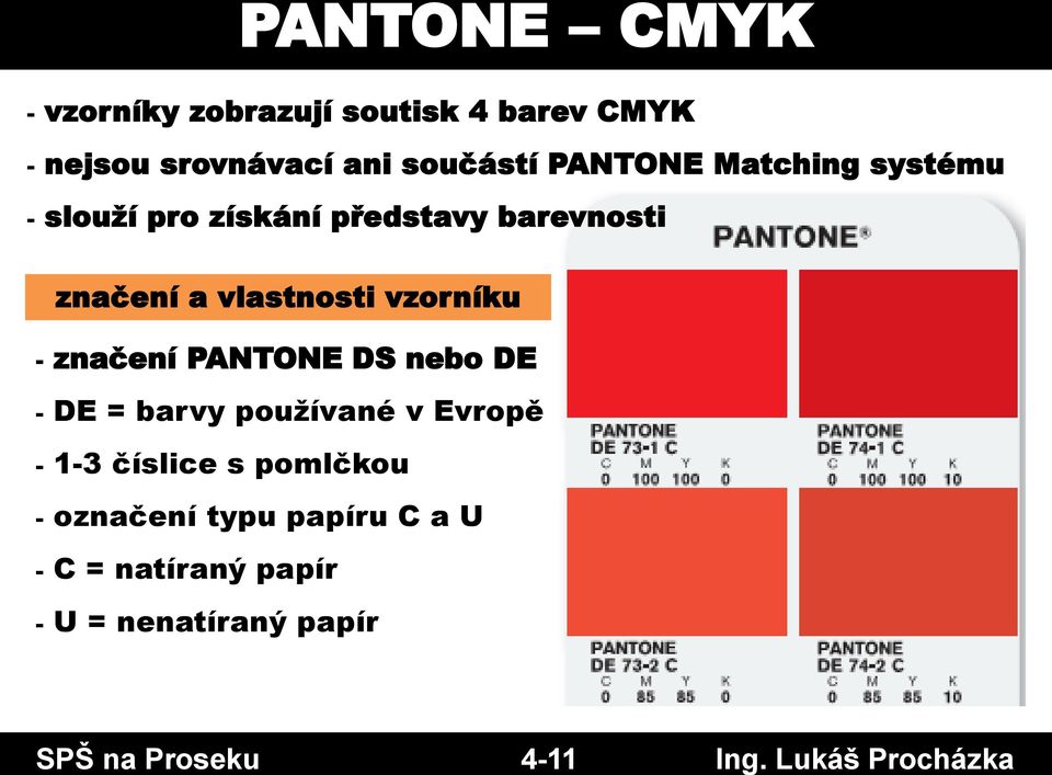 PANTONE Matching systému - slouží pro získání představy barevnosti značení a vlastnosti
