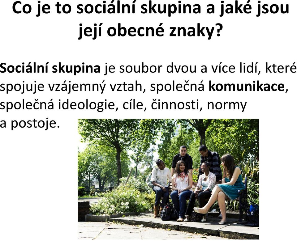 Sociální skupina je soubor dvou a více lidí, které