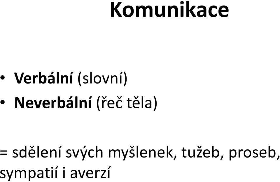 těla) = sdělení svých