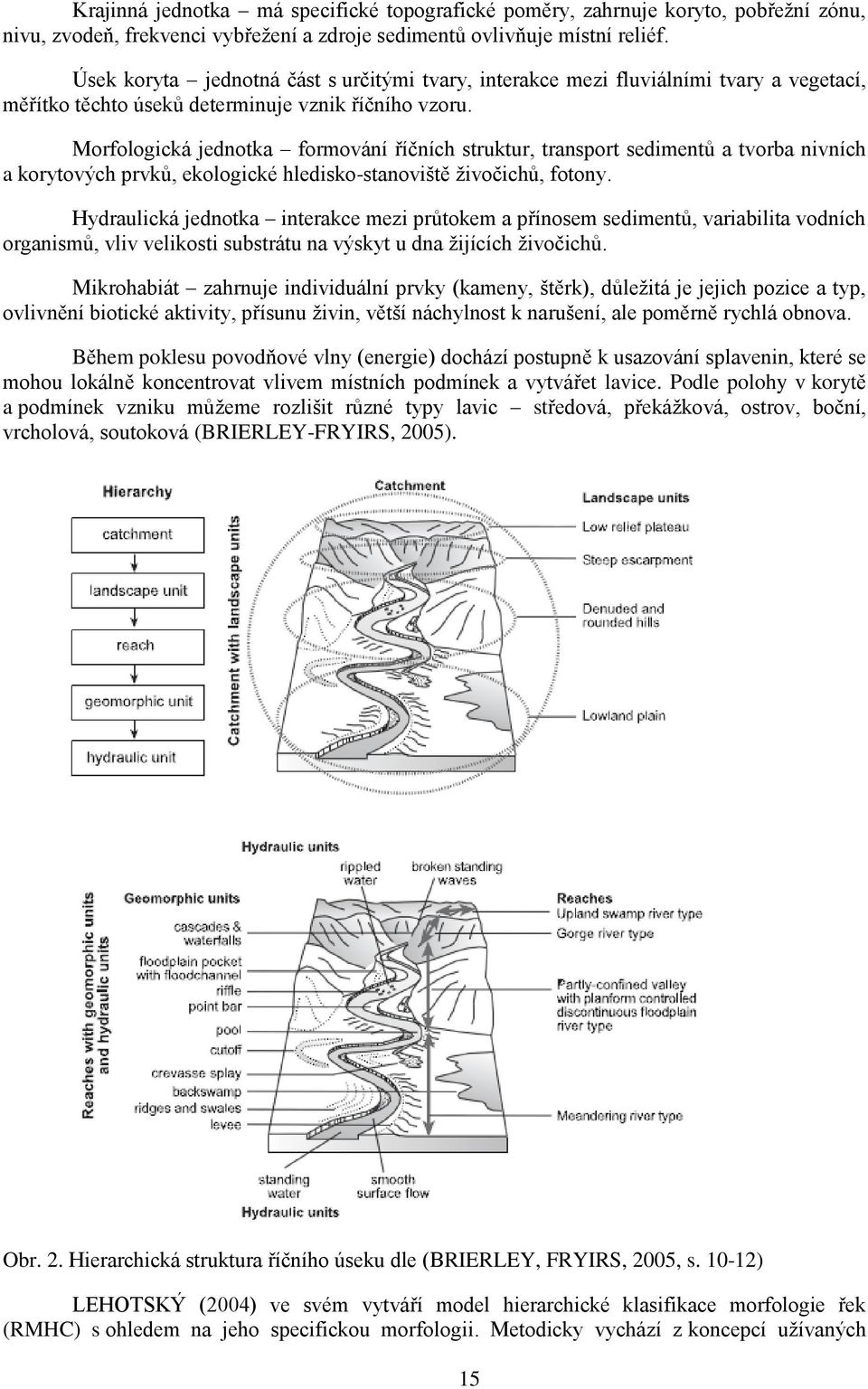 Morfologická jednotka formování říčních struktur, transport sedimentů a tvorba nivních a korytových prvků, ekologické hledisko-stanoviště živočichů, fotony.