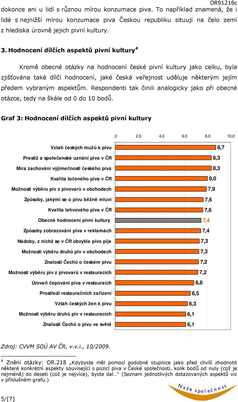 vybraným aspektům. Respondenti tak činili analogicky jako při obecné otázce, tedy na škále od 0 do 10 bodů.