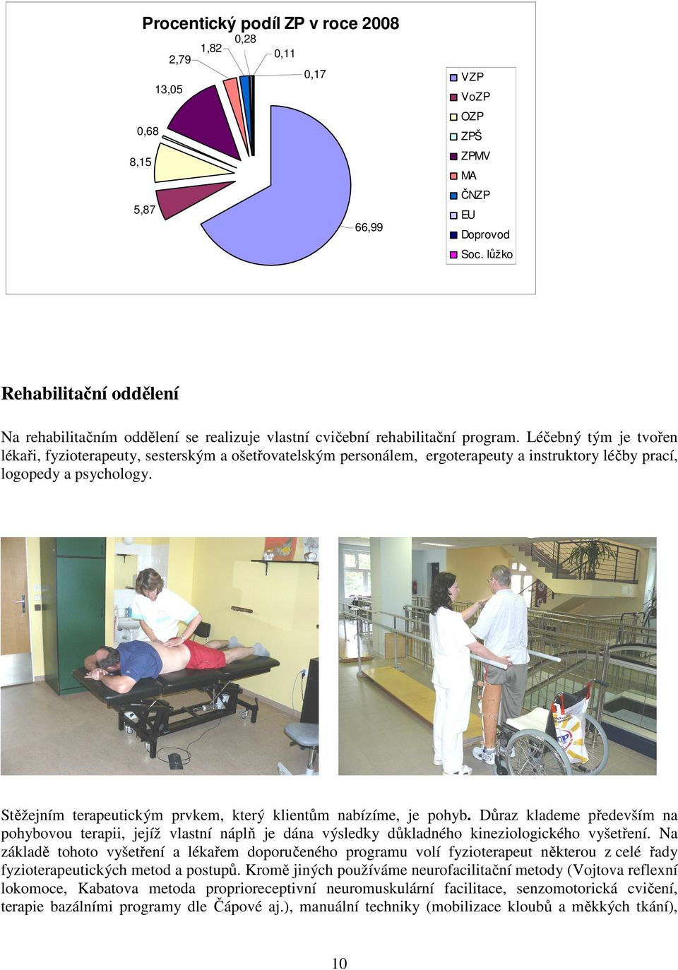 Léčebný tým je tvořen lékaři, fyzioterapeuty, sesterským a ošetřovatelským personálem, ergoterapeuty a instruktory léčby prací, logopedy a psychology.