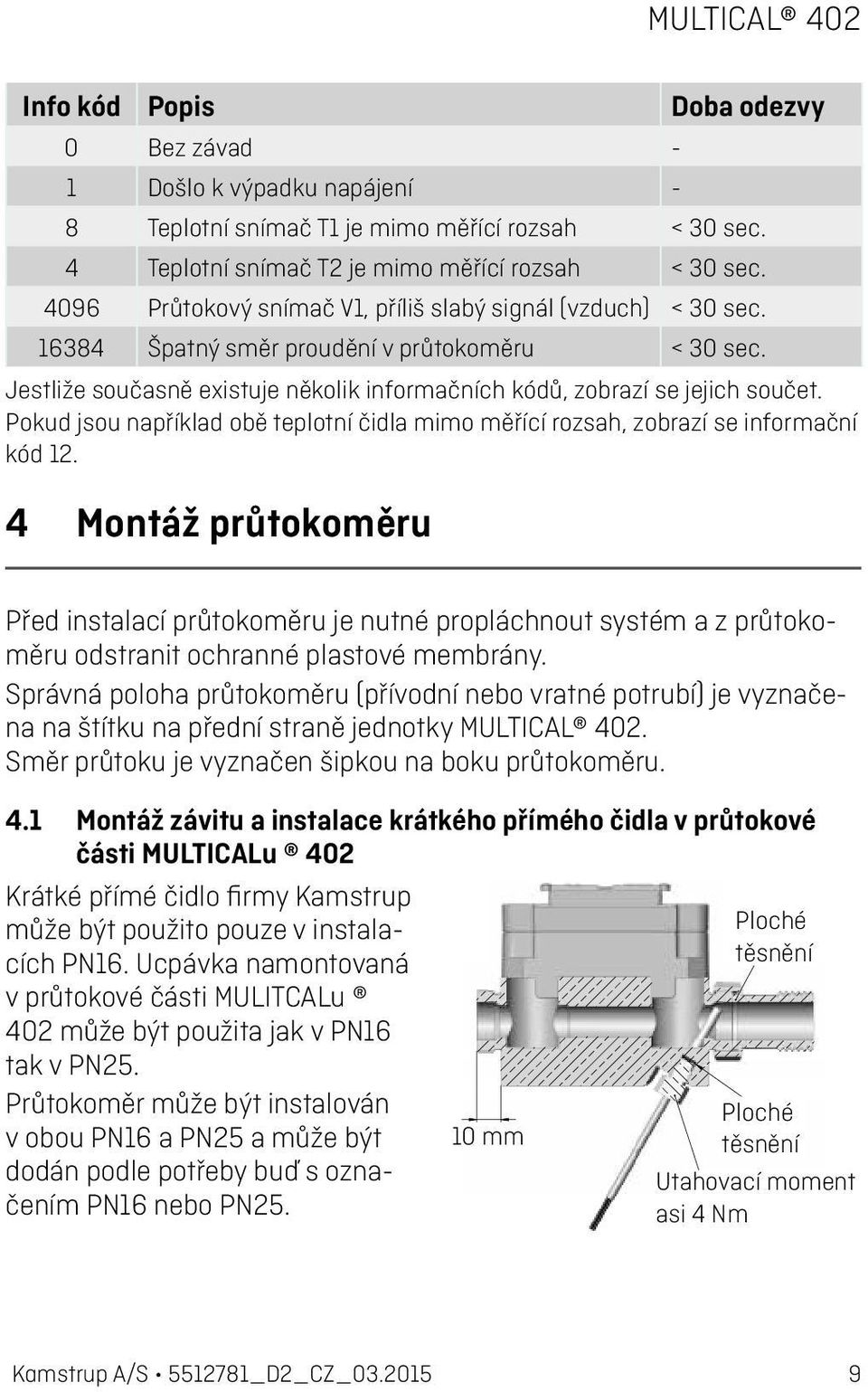 Pokud jsou například obě teplotní čidla mimo měřící rozsah, zobrazí se informační kód 12.