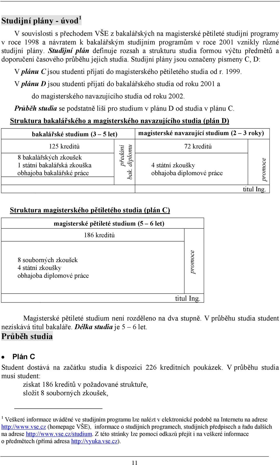 Studijní plány jsou označeny písmeny C, D: V plánu C jsou studenti přijatí do magisterského pětiletého studia od r. 1999.