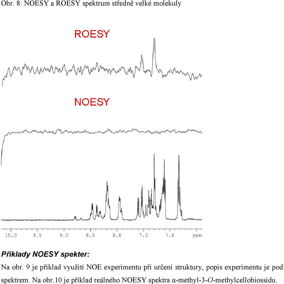 9 je příklad využití NOE experimentu při určení struktury, popis