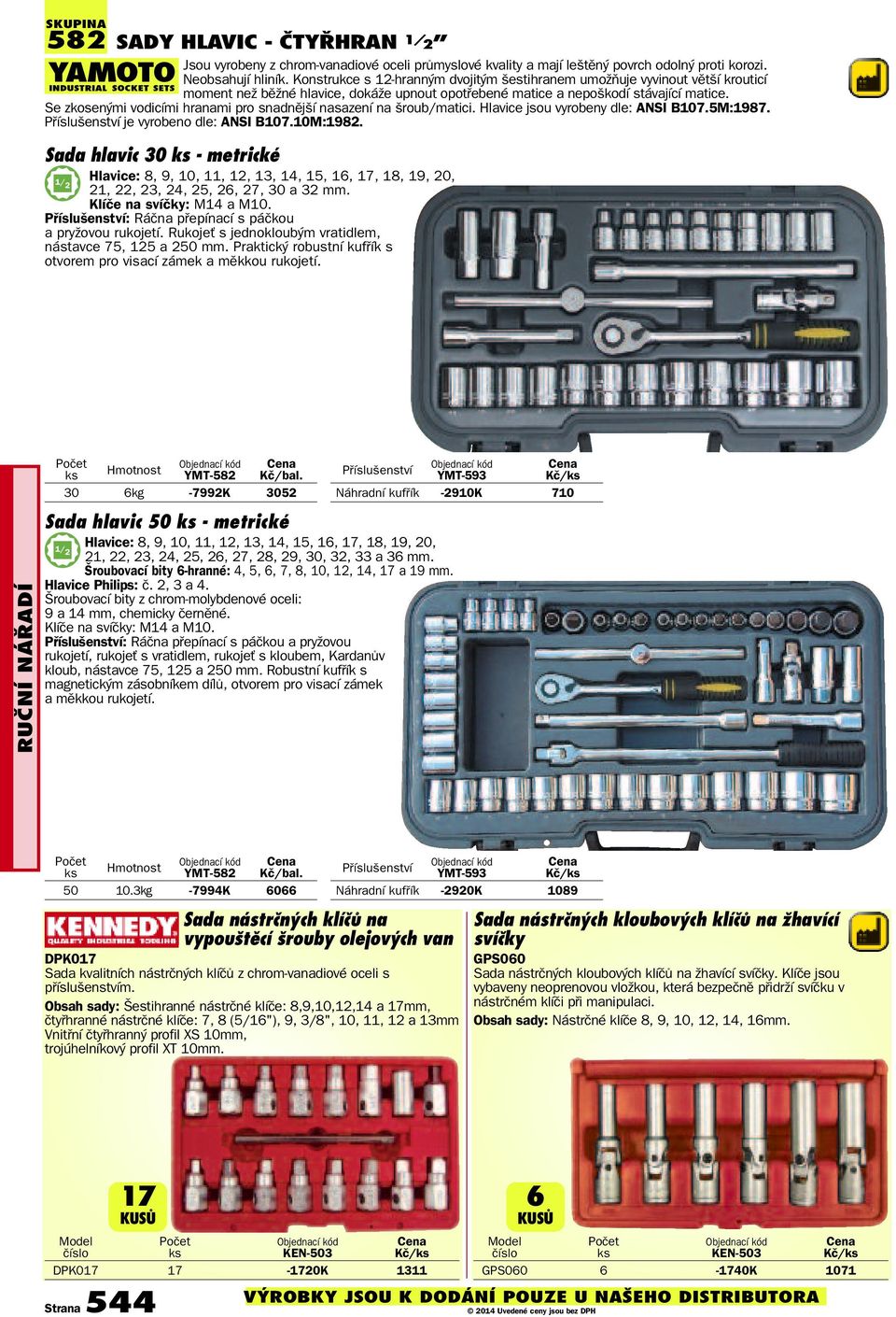 Se zkosenými vodicími hranami pro snadnější nasazení na šroub/matici. Hlavice jsou vyrobeny dle: ANSI B107.5M:1987. Příslušenství je vyrobeno dle: ANSI B107.10M:1982.