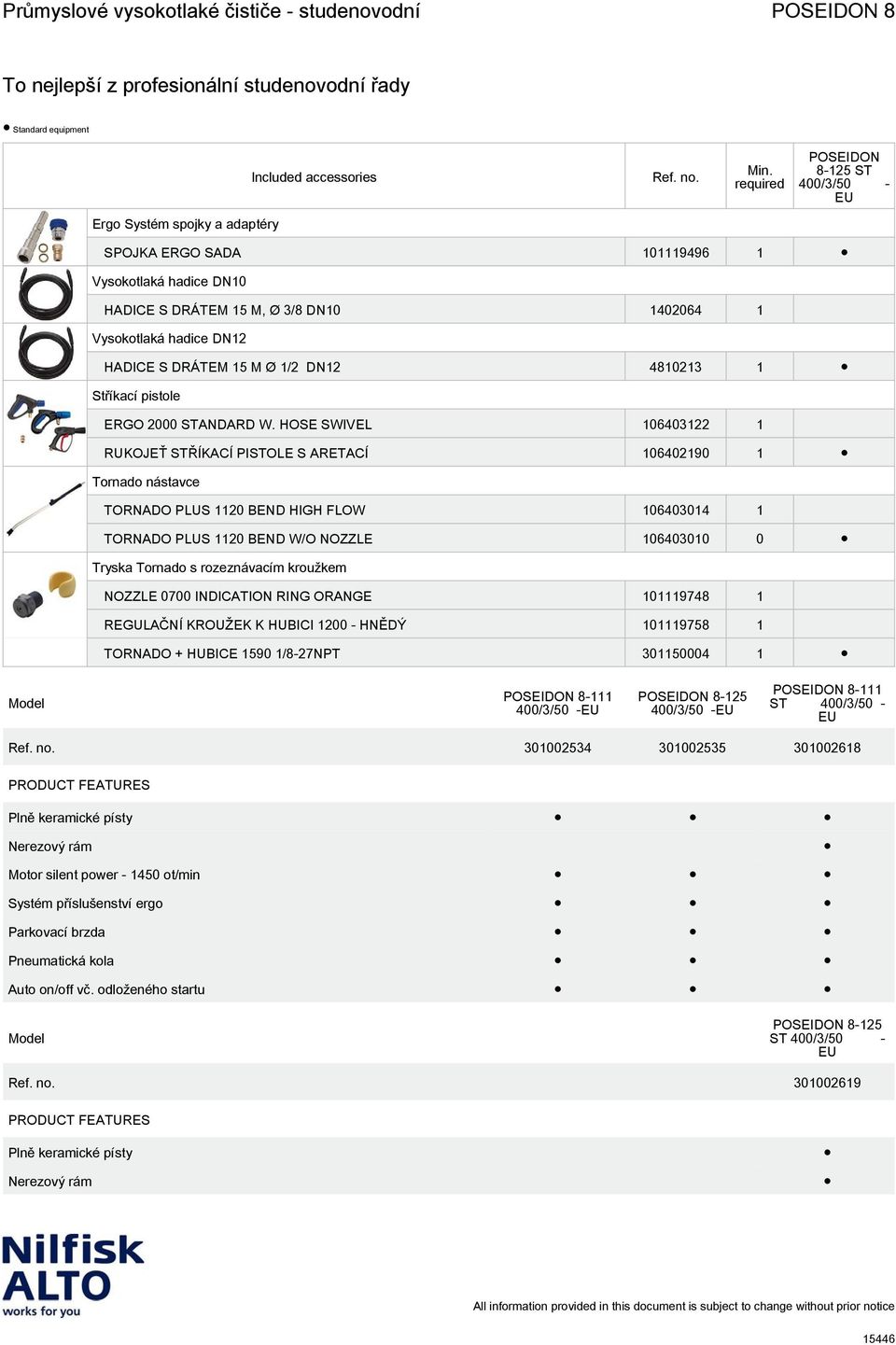 HOSE SWIVEL 106403122 1 RUKOJEŤ STŘÍKACÍ PISTOLE S ARETACÍ 106402190 1 Tornado nástavce TORNADO PLUS 1120 BEND HIGH FLOW 106403014 1 TORNADO PLUS 1120 BEND W/O NOZZLE 106403010 0 Tryska Tornado s