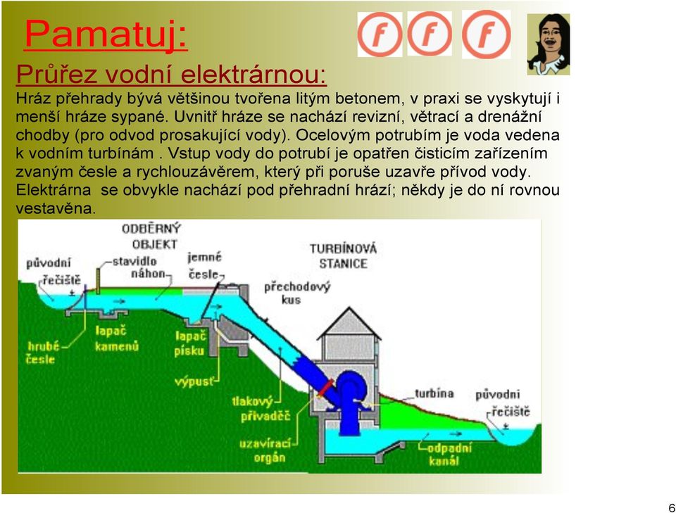 Ocelovým potrubím je voda vedena k vodním turbínám.