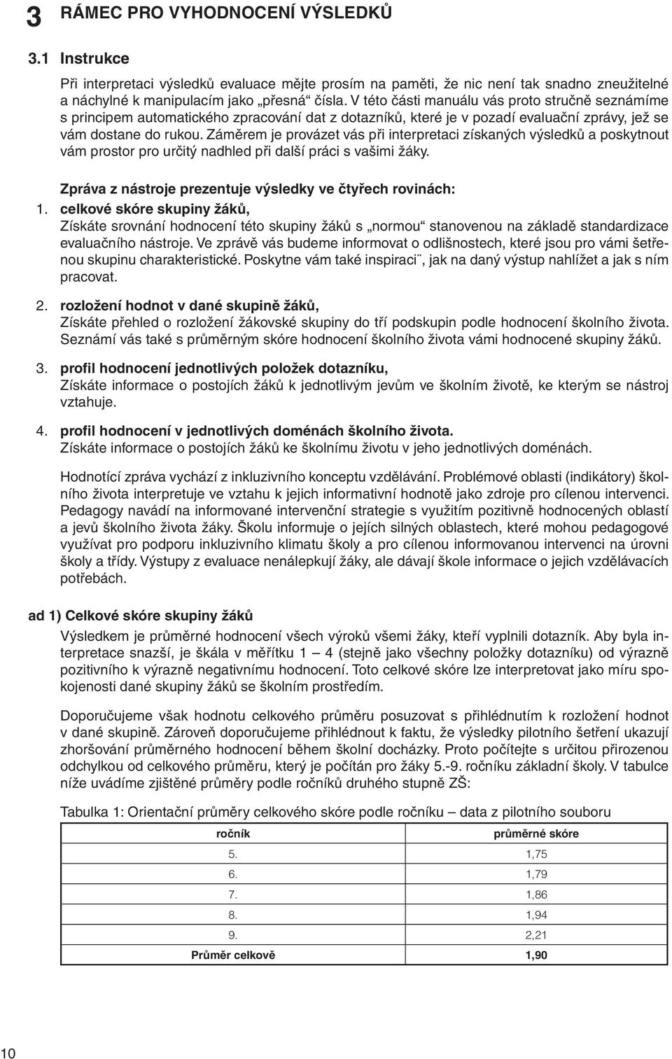 Záměrem je provázet vás při interpretaci získaných výsledků a poskytnout vám prostor pro určitý nadhled při další práci s vašimi žáky. Zpráva z nástroje prezentuje výsledky ve čtyřech rovinách: 1.