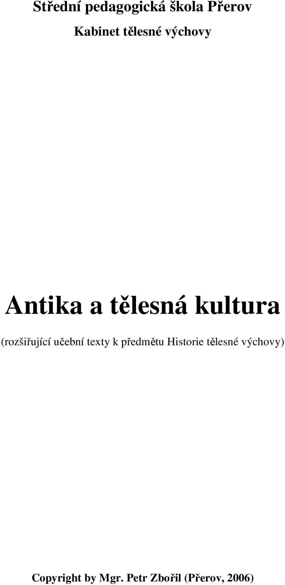 (rozšiřující učební texty k předmětu Historie