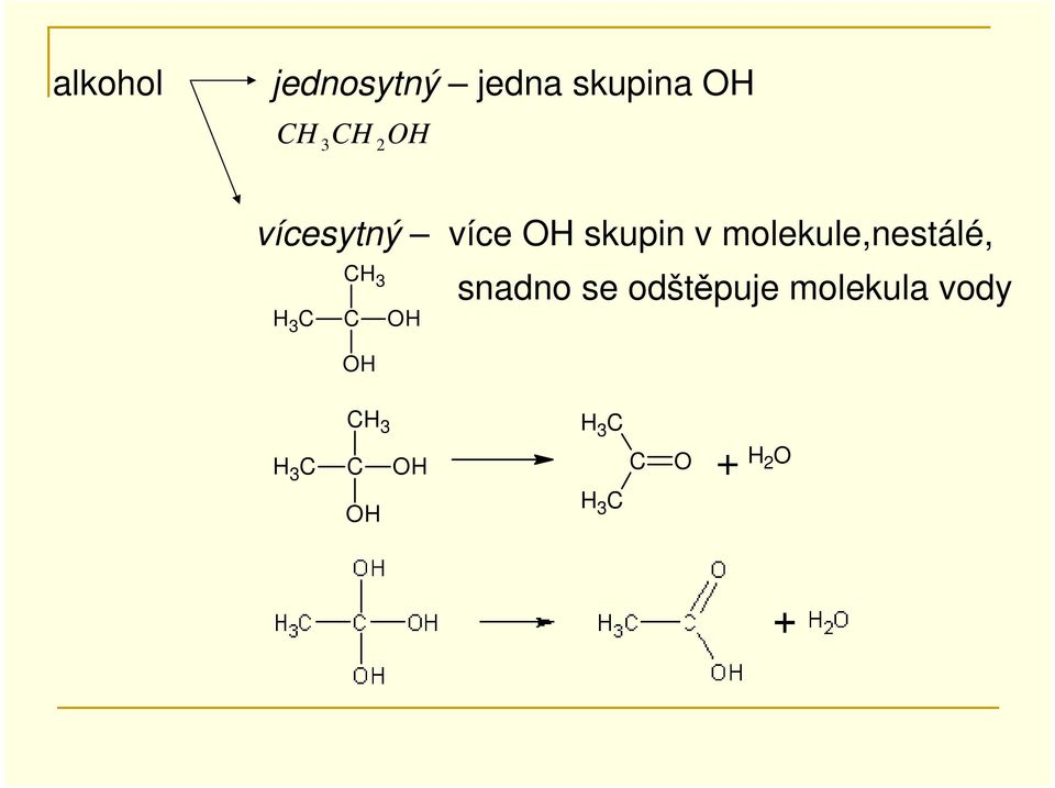 molekule,nestálé, 3 C C 3 C snadno se